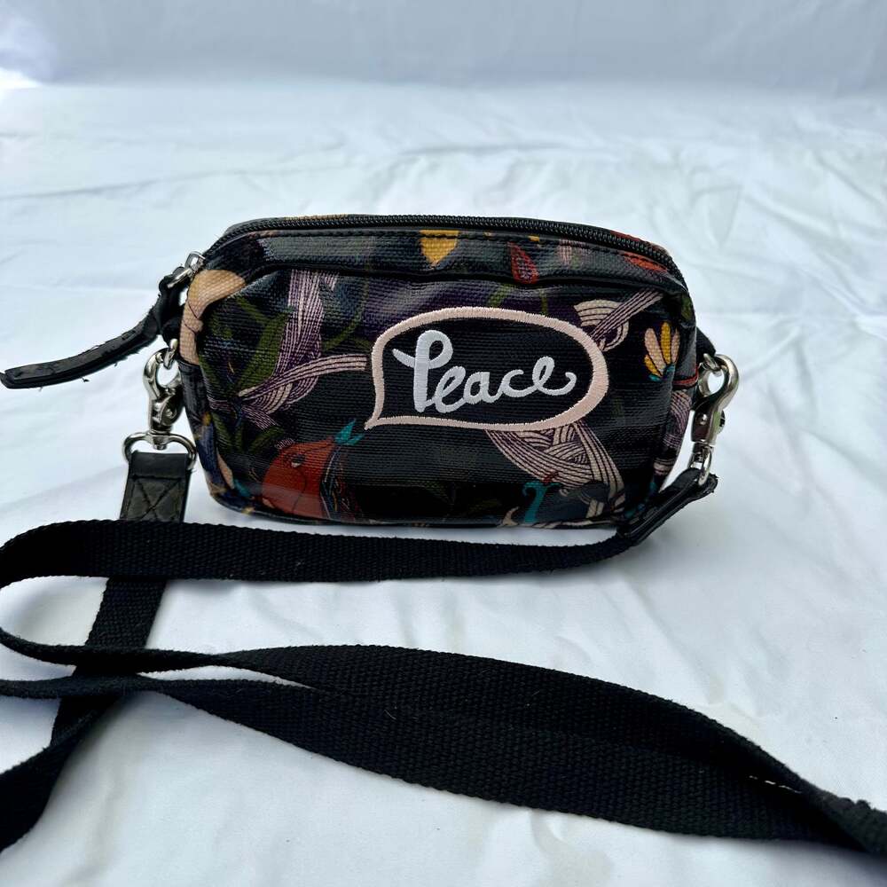 Sakroots Black River Peace Birds Crossbody Mini Bag